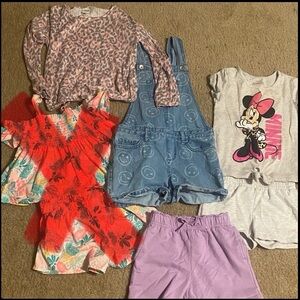 Kids Clothing Bundle with Denim Overalls and Graphic Tees
